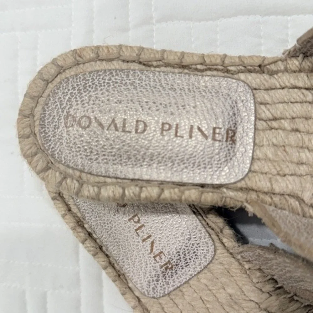 Donald Pliner‎ Metallic Woven Leather Espadrille Slide Sandals Gold Women 7.5
